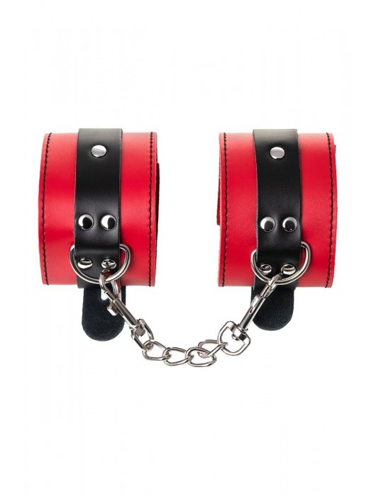 Красно-черные оковы на ноги из кожи - ToyFa - купить с доставкой в Муроме