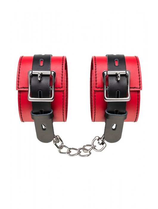 Красно-черные оковы на ноги из кожи - ToyFa - купить с доставкой в Муроме