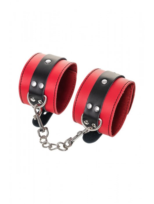 Красно-черные оковы на ноги из кожи - ToyFa - купить с доставкой в Муроме