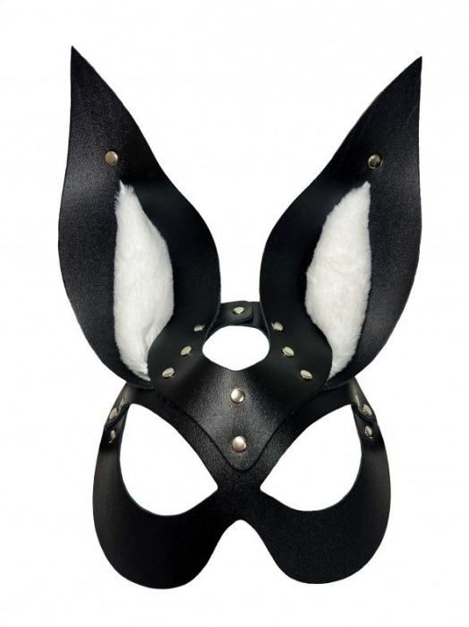Черная маска зайки с белым мехом на ушках Miss Bunny - БДСМ Арсенал - купить с доставкой в Муроме