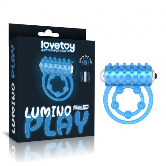 Голубое, светящееся в темноте виброкольцо Lumino Play Vibrating Penis Ring - Lovetoy - в Муроме купить с доставкой