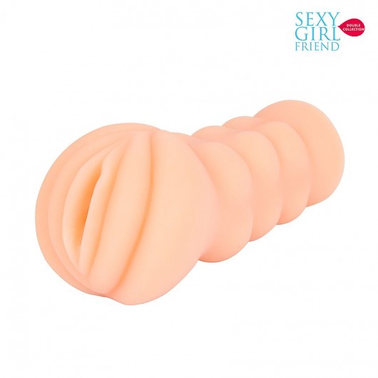 Телесный мастурбатор-вагина с комплектом эрекционных колец - Bior toys - в Муроме купить с доставкой