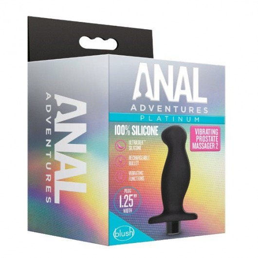 Черный анальный вибромассажёр Silicone Vibrating Prostate Massager 02 - 10,8 см. - Blush Novelties - в Муроме купить с доставкой