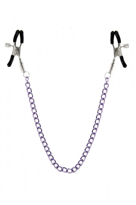 Зажимы для сосков с фиолетовой цепочкой Sweet Caress Nipple Chain - Sweet Caress - купить с доставкой в Муроме