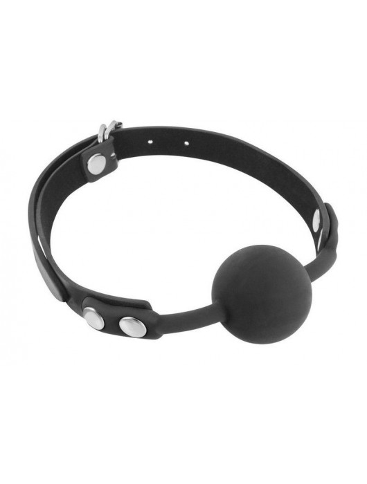 Черный силиконовый кляп-шарик на ремешках - Fetish Tentation - купить с доставкой в Муроме