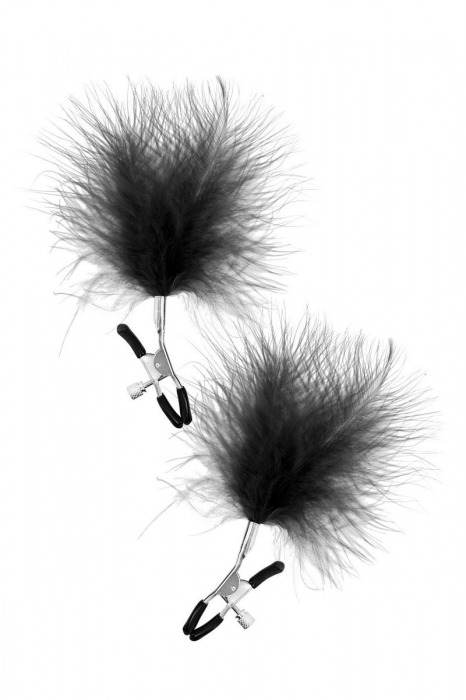 Зажимы на соски с черными пуховыми кисточками Sweet Caress Feather Nipple Clumps - Sweet Caress - купить с доставкой в Муроме