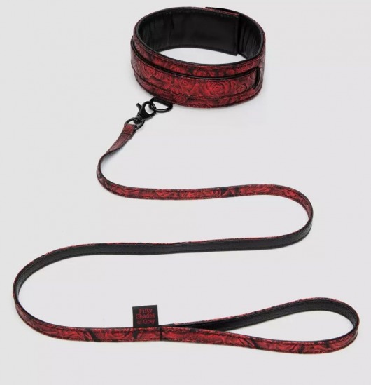 Стильный ошейник с поводком Reversible Faux Leather Collar and Lead - Fifty Shades of Grey - купить с доставкой в Муроме