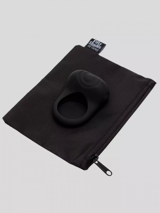 Черное эрекционное виброкольцо Sensation Rechargeable Vibrating Love Ring - Fifty Shades of Grey - в Муроме купить с доставкой