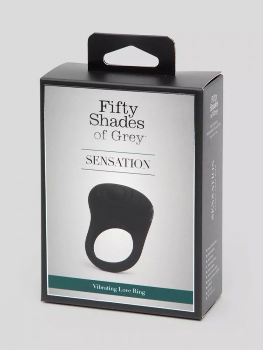 Черное эрекционное виброкольцо Sensation Rechargeable Vibrating Love Ring - Fifty Shades of Grey - в Муроме купить с доставкой