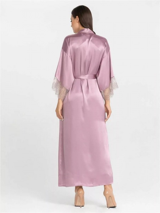 Длинный халат на поясе из искусственного шелка - Felisse купить с доставкой