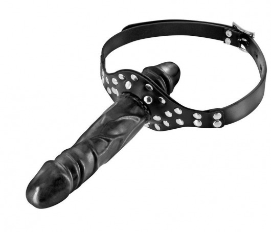 Черный кляп-фаллоимитатор Double Penis Gag - Fetish Tentation - купить с доставкой в Муроме