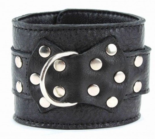 Чёрные наручники  из кожи с пряжкой - БДСМ Арсенал - купить с доставкой в Муроме