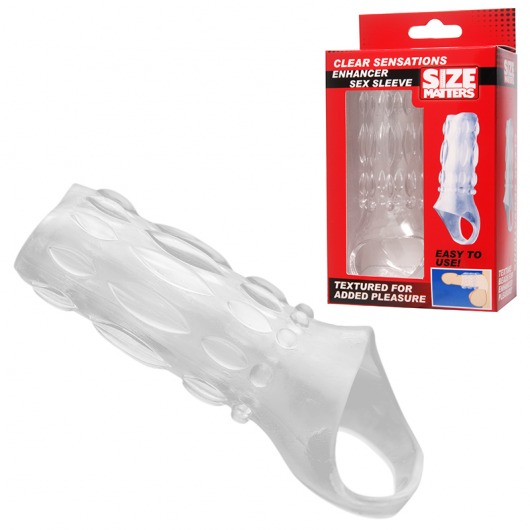 Насадка на пенис с кольцом для мошонки Clear Sensations Enhancer Sex Sleeve - 11,5 см. - XR Brands - в Муроме купить с доставкой