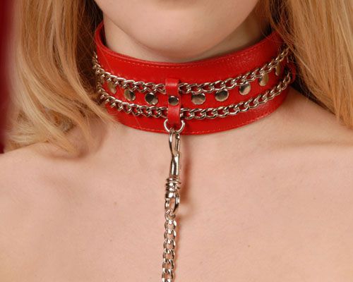 Красный ошейник с цепочками - Sitabella - купить с доставкой в Муроме