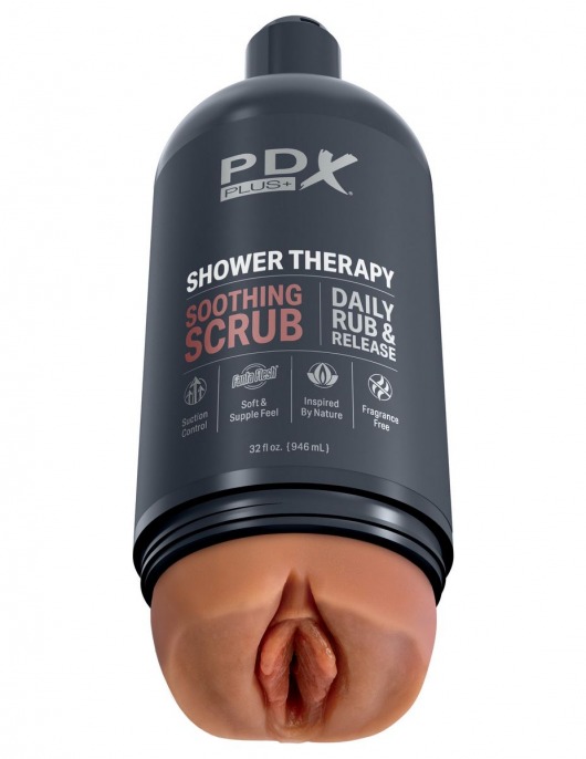 Мастурбатор-вагина цвета карамели Shower Therapy Soothing Scrub - Pipedream - в Муроме купить с доставкой