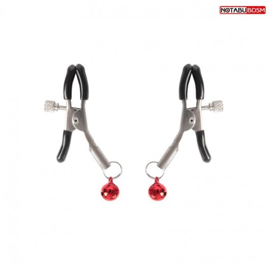 Серебристые зажимы на соски с шариками - Notabu - купить с доставкой в Муроме