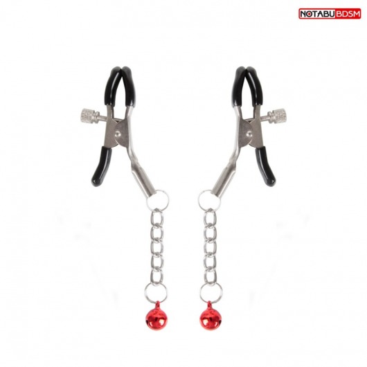 Серебристые зажимы на соски с шариками на цепочках - Notabu - купить с доставкой в Муроме