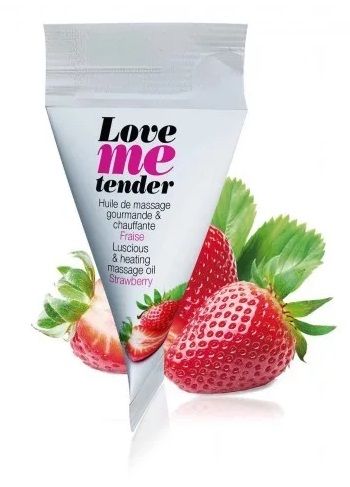 Съедобное согревающее массажное масло Love Me Tender Strawberry с ароматом клубники - 10 мл. - Love to Love - купить с доставкой в Муроме