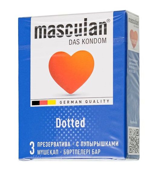 Презервативы с пупырышками Masculan Dotted - 3 шт. - Masculan - купить с доставкой в Муроме