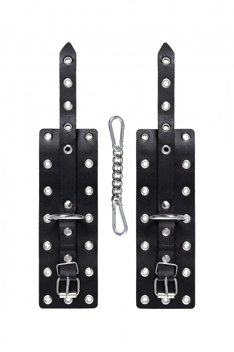 Черные кожаные однослойные наручники с люверсами - Pecado - купить с доставкой в Муроме