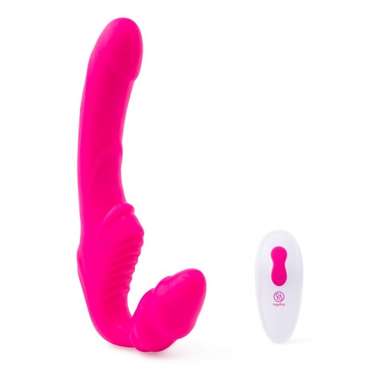 Розовый безремневой страпон на радиоуправлении Strapless Together - 22 см. - Together Toy - купить с доставкой в Муроме