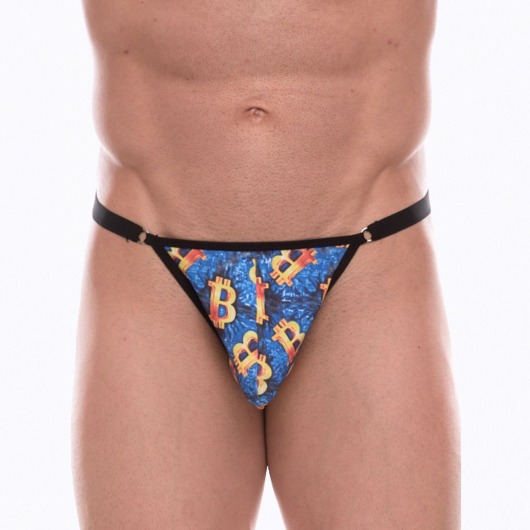 Синие мужские трусы-тонги с разноцветным принтом - Don Moris купить с доставкой