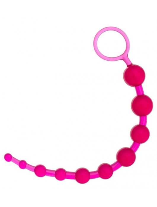 Розовая анальная цепочка из 10 шариков - 25 см. - Toyfa Basic