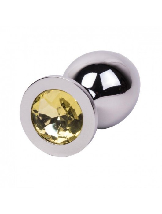 Большой стальной плаг с желтым кристаллом Sweet Lemon - 9,5 см. - Erotic Fantasy - купить с доставкой в Муроме
