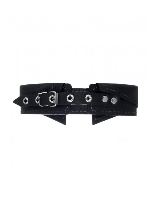 Черный кожаный ошейник-воротник с поводком - Pecado - купить с доставкой в Муроме