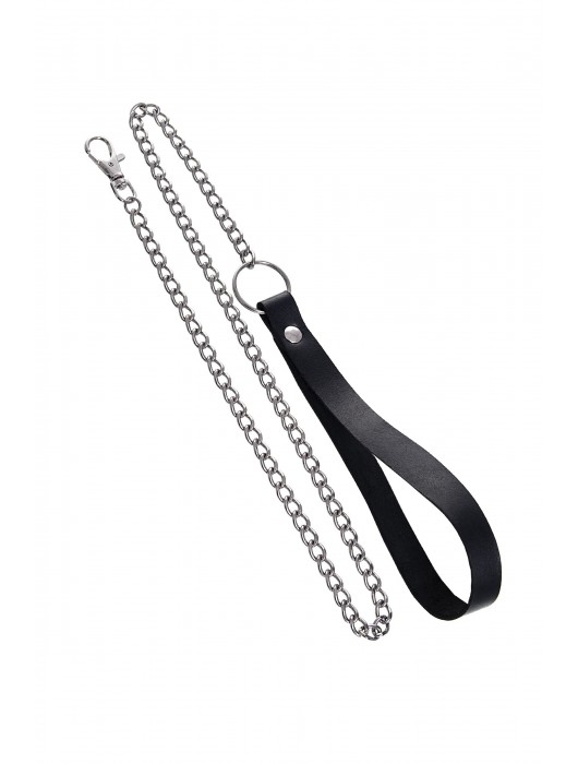 Черный кожаный ошейник-воротник с поводком - Pecado - купить с доставкой в Муроме