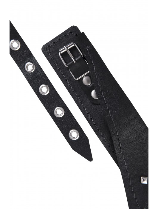 Черный кожаный ошейник-воротник с поводком - Pecado - купить с доставкой в Муроме