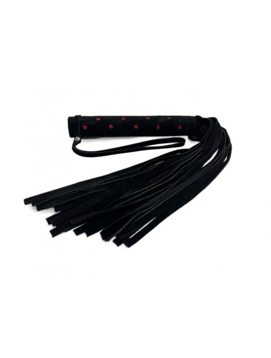 Черная замшевая плеть с красными точками на рукояти Red dot Princess - 43 см. - БДСМ Арсенал - купить с доставкой в Муроме