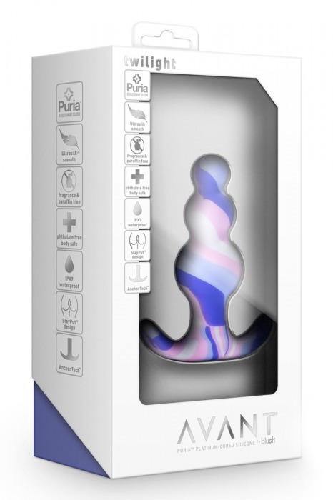 Анальная пробка с цветными разводами Twilight - 7,6 см. - Blush Novelties