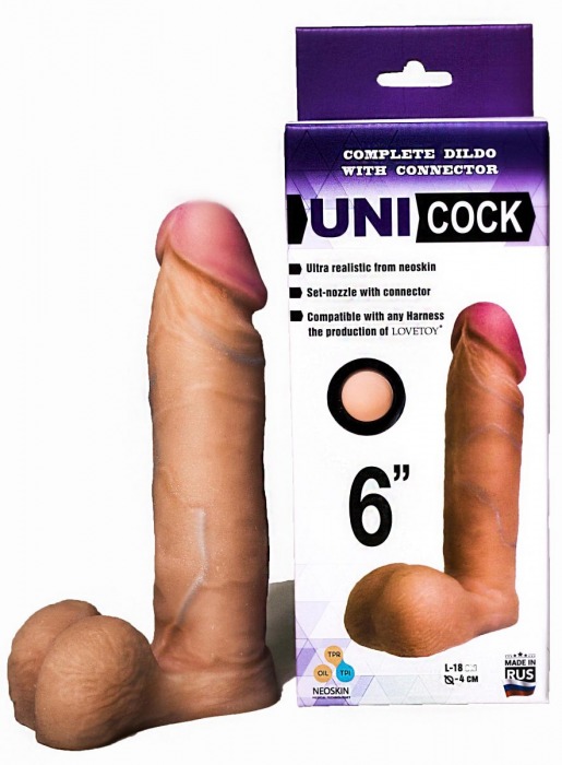 Насадка для страпона фаллической формы UNICOCK 6  - 18 см. - LOVETOY (А-Полимер) - купить с доставкой в Муроме