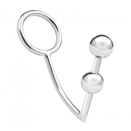 Кольцо на пенис с анальным стимулятором Two Bead Stainless Steel Anal Hook   Cock Ring - BlueLine - в Муроме купить с доставкой