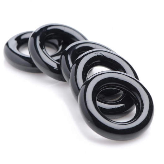 Комплект из 5 черных эрекционных колец для мошонки Ring Master Custom Ball Stretcher Kit - XR Brands - в Муроме купить с доставкой