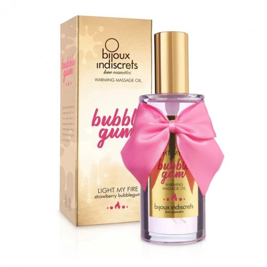 Разогревающее массажное масло Light My Fire Bubble Gum с ароматом бабл-гам - 100 мл. - Bijoux Indiscrets - купить с доставкой в Муроме