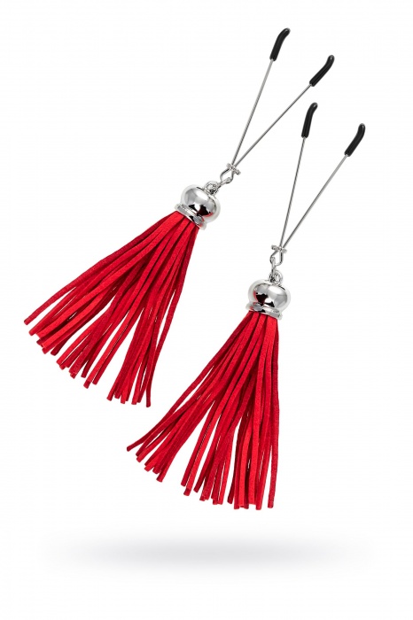 Зажимы на соски «Вилки» с красными кисточками из замши - Pecado - купить с доставкой в Муроме