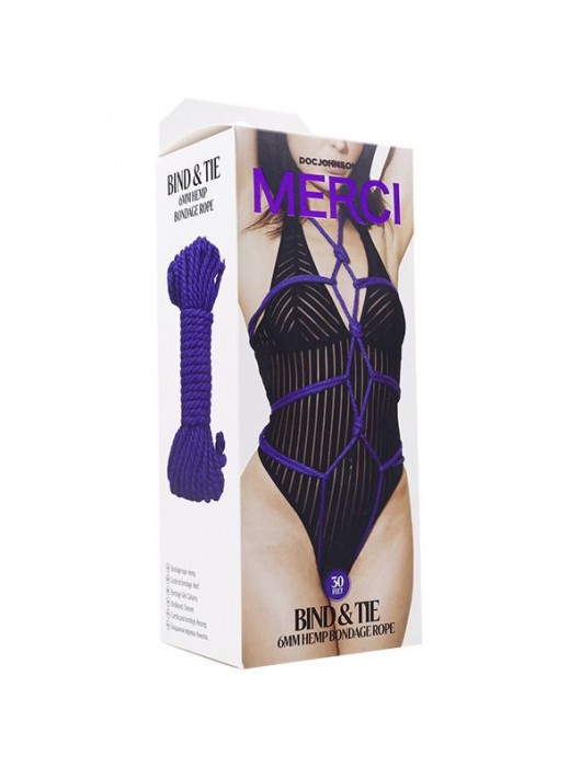 Фиолетовая верёвка для связывания и фиксации Bind Tie - 9,14 м. - Doc Johnson - купить с доставкой в Муроме