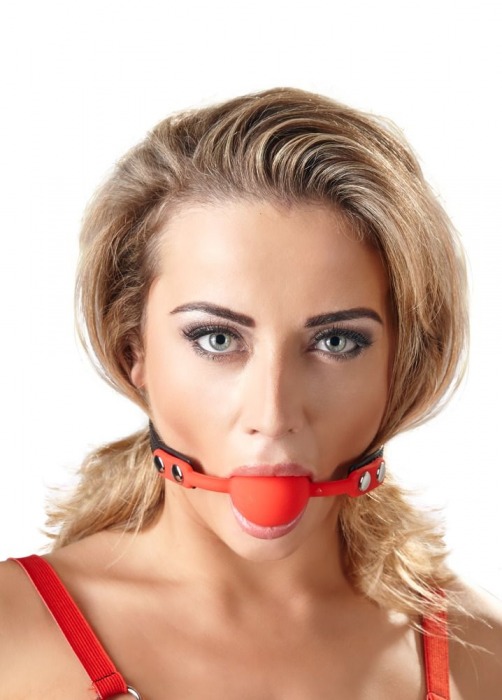 Силиконовый кляп-шар на чёрных ремешках Red Gag silicone - Orion - купить с доставкой в Муроме