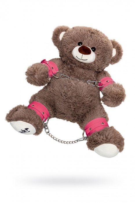 Бондажный набор: бурый мишка с розовыми оковами и наручниками - Pecado - купить с доставкой в Муроме