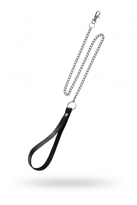 Поводок с ручкой из черной натуральной кожи и карабином для ошейника - Pecado - купить с доставкой в Муроме