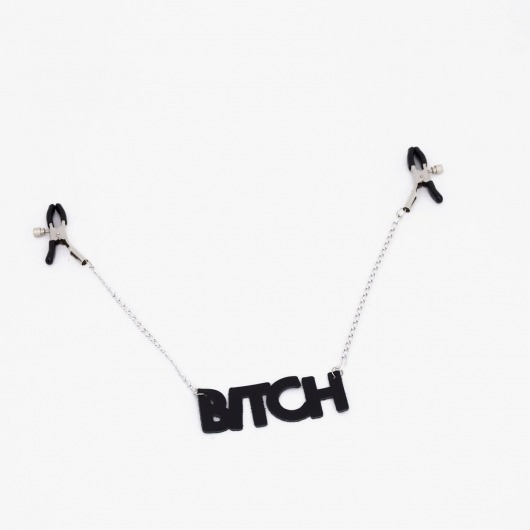 Зажимы на соски с кожаной подвеской Bitch - Crazy Handmade - купить с доставкой в Муроме