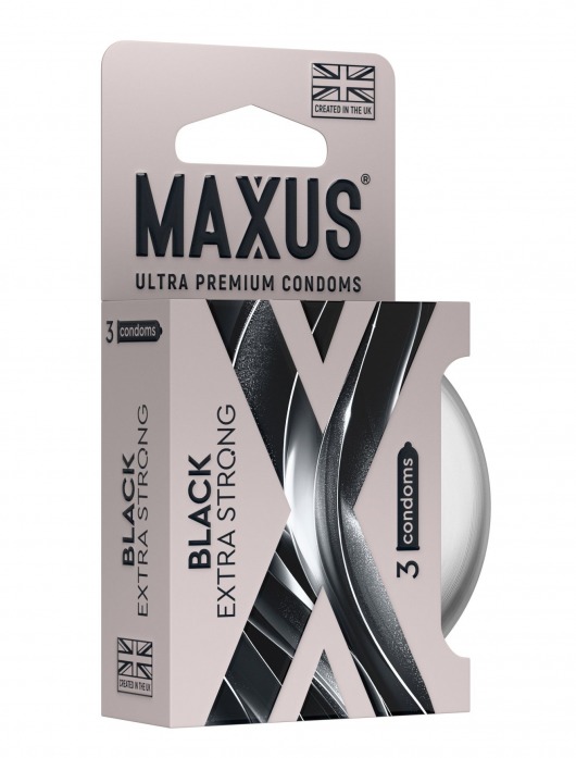Черные утолщенные презервативы MAXUS Extra Strong с железным кейсом - 3 шт. - Maxus - купить с доставкой в Муроме