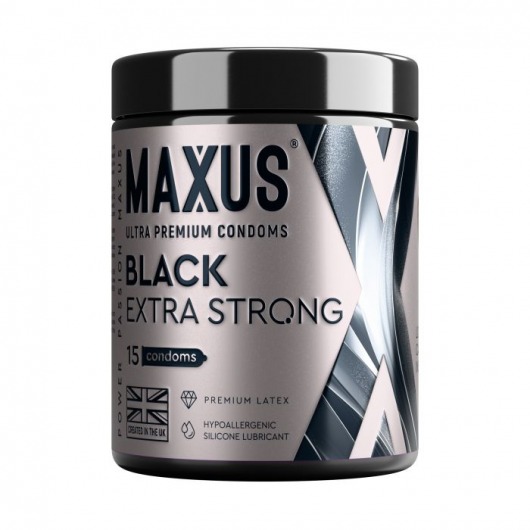 Черные утолщенные презервативы MAXUS Extra Strong с железным кейсом - 15 шт. - Maxus - купить с доставкой в Муроме