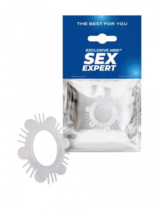 Эластичное эрекционное кольцо с шипиками и шариками - Sex Expert - в Муроме купить с доставкой