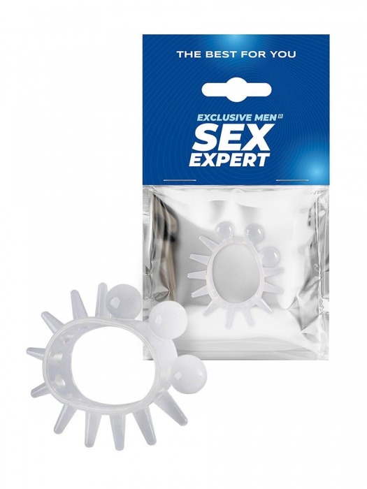 Эластичное эрекционное кольцо с шариками и лучами - Sex Expert - в Муроме купить с доставкой