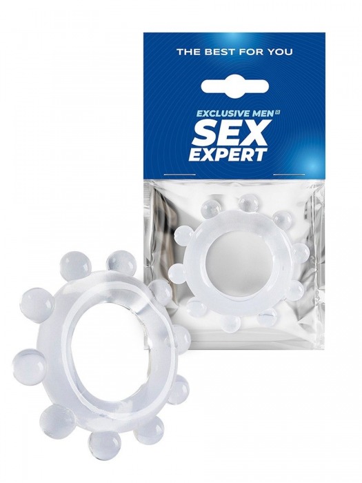 Прозрачное эрекционное кольцо со стимулирующими шариками - Sex Expert - в Муроме купить с доставкой