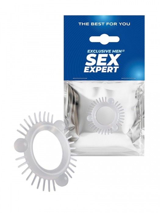 Эластичное эрекционное кольцо с 3 шариками и шипами - Sex Expert - в Муроме купить с доставкой