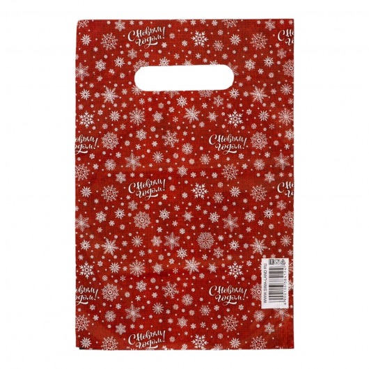 Красный подарочный новогодний пакет с вырубной ручкой (20х30 см) - Сима-Ленд - купить с доставкой в Муроме